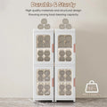 Slim Kitchen Pantry Storage Cabinet with Doors and Shelves, 3 Tiers Plastic Narrow Storage Organizer Collapsible